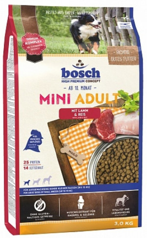 BOSCH Adult Mini Lamb & Rice - sausā barība suņiem 1kg